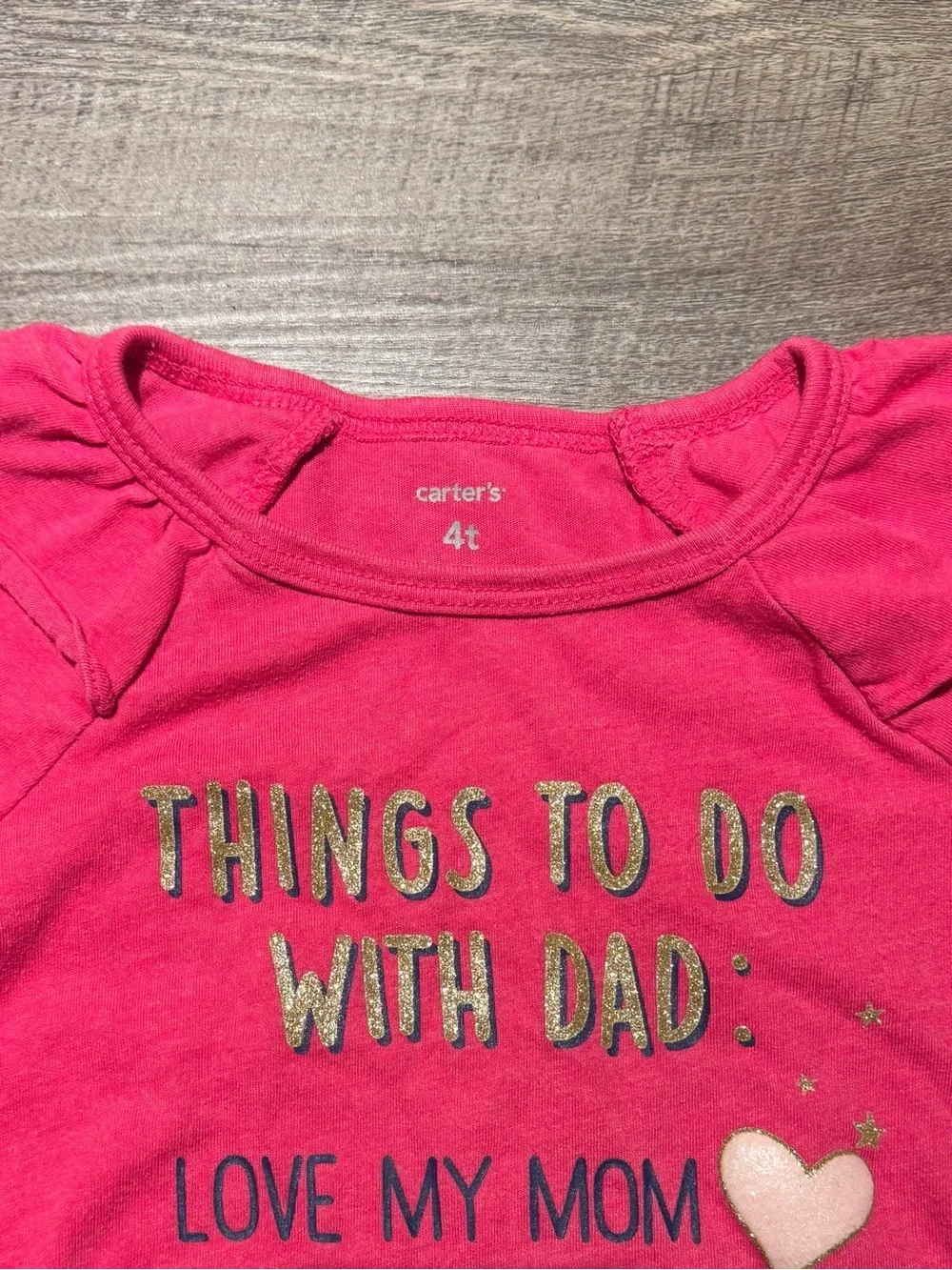 Carter's Hot Pink Long-Sleeve Graphic Tee with Gold Accents